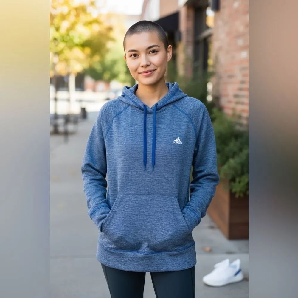 Adidas Women's Heathered Blue Hoodie L